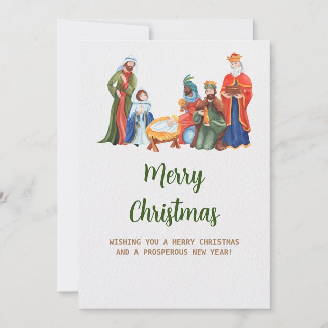 Cartes Pour Fêtes Annuelles Crèche de Noël (Devant)