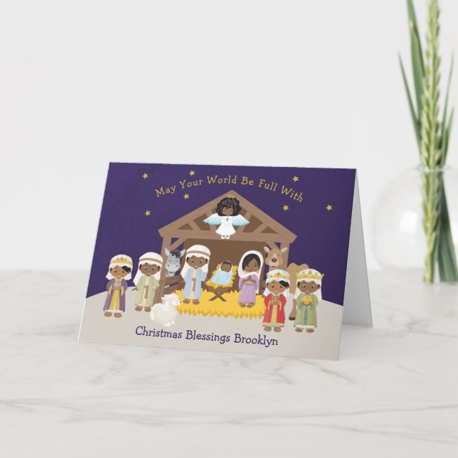 Cartes Pour Fêtes Annuelles Crèche de Noël noire (Devant)