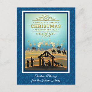 Cartes Pour Fêtes Annuelles Crèche "Joyeux Noël & Bonne Année"