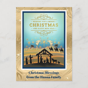 Cartes Pour Fêtes Annuelles Crèche "Joyeux Noël & Bonne Année"