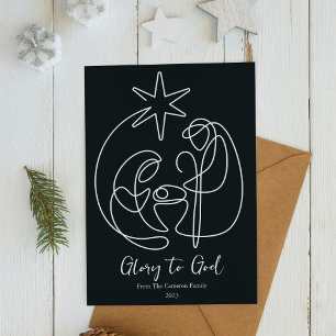 Cartes Pour Fêtes Annuelles Crèche simple et plate pour Noël religieux