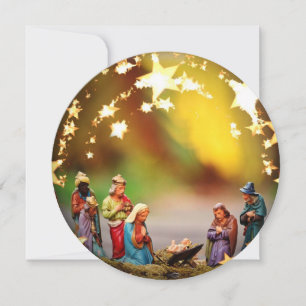 Cartes Pour Fêtes Annuelles Crèche Vierge Marie Jésus Étoiles de Noël Ho