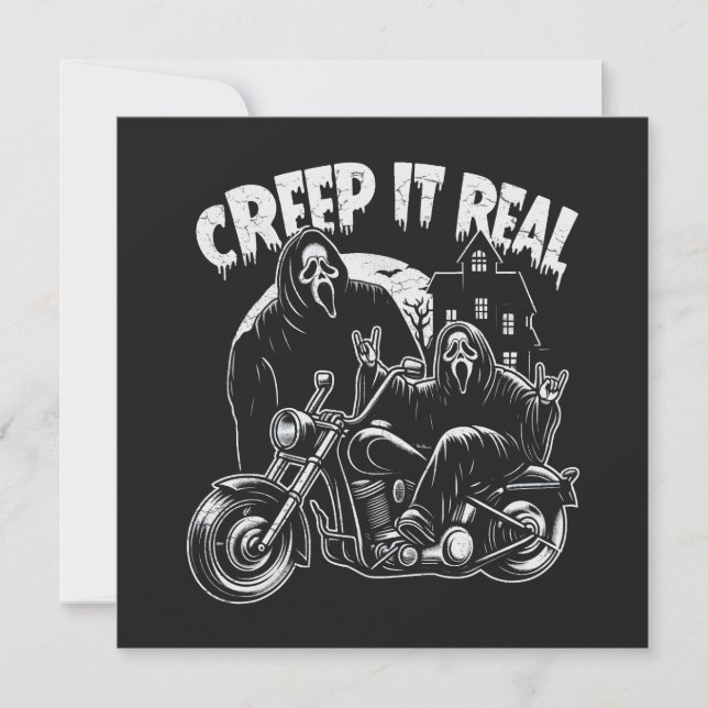 Cartes Pour Fêtes Annuelles Creep It Real Halloween Biker Ghostface  (Devant)