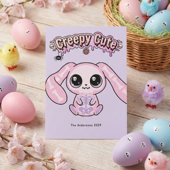 Cartes Pour Fêtes Annuelles Creepy Cute Pastel Goth Easter Skull Bunn (Creepy Cute Pastel Goth Easter Skull Bunn Holiday Card)