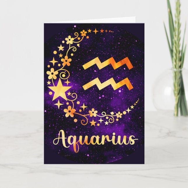 Cartes Pour Fêtes Annuelles Créez votre propre Aquarius céleste violet (Devant)