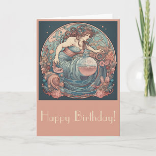 Cartes Pour Fêtes Annuelles Créez votre propre Art Nouveau Aquarius Zodiac