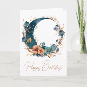 Cartes Pour Fêtes Annuelles Créez votre propre Boho Turquoise & Pêcher Floral