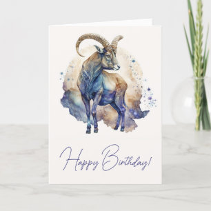 Cartes Pour Fêtes Annuelles Créez votre propre Capricorne Mystique Or & Bleu