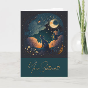 Cartes Pour Fêtes Annuelles Créez votre propre chat mystique de minuit noir