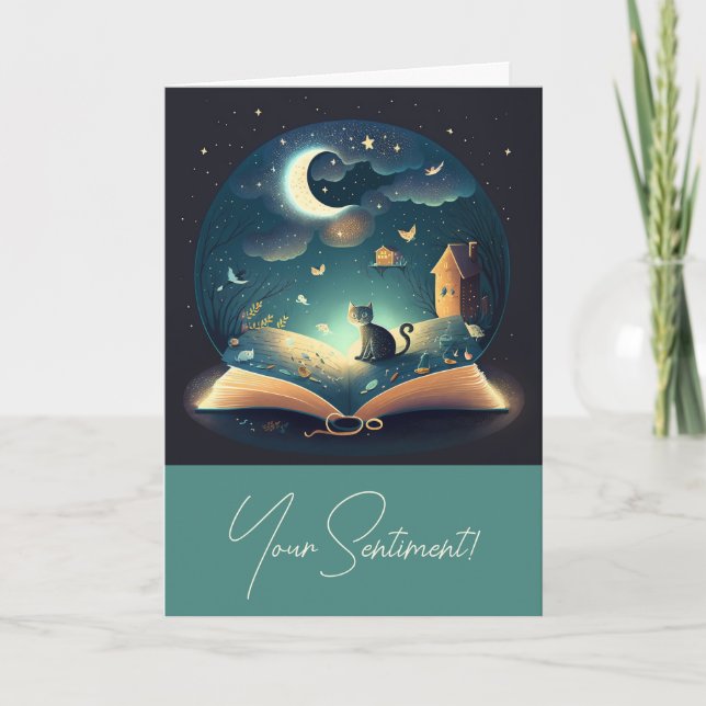 Cartes Pour Fêtes Annuelles Créez votre propre chat noir mystique et votre Gri (Devant)