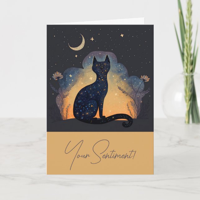 Cartes Pour Fêtes Annuelles Créez votre propre chat noir mystique Silhouette (Devant)