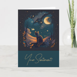 Cartes Pour Fêtes Annuelles Créez votre propre chat Pittoresque Mysical Noir