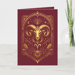 Cartes Pour Fêtes Annuelles Créez Votre Propre Élégant Aries Art Déco en Or