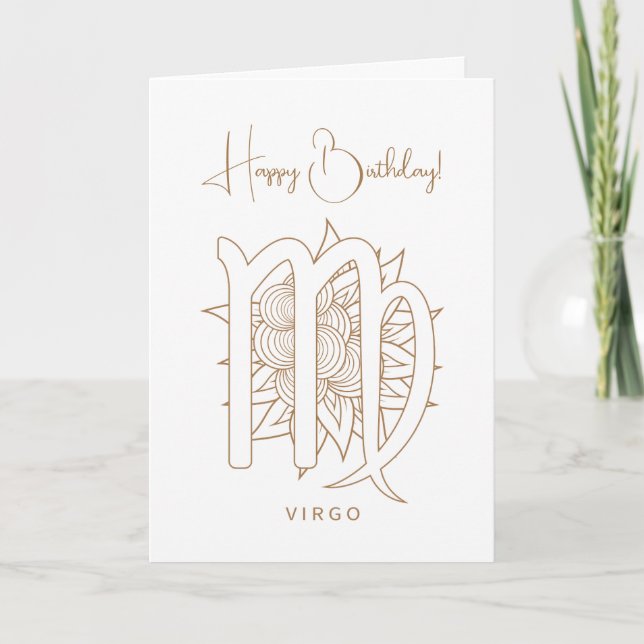 Cartes Pour Fêtes Annuelles Créez votre propre Elegant Gold & White Virgo Zodi (Devant)