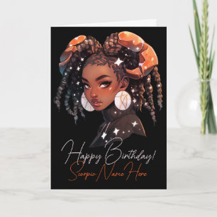 Cartes Pour Fêtes Annuelles Créez Votre Propre Femme Afro-Américaine Scorpion