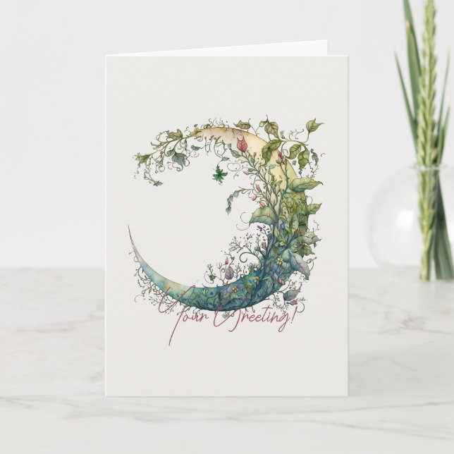 Cartes Pour Fêtes Annuelles Créez votre propre Fleur sauvage Boho Ivy Moon (Devant)