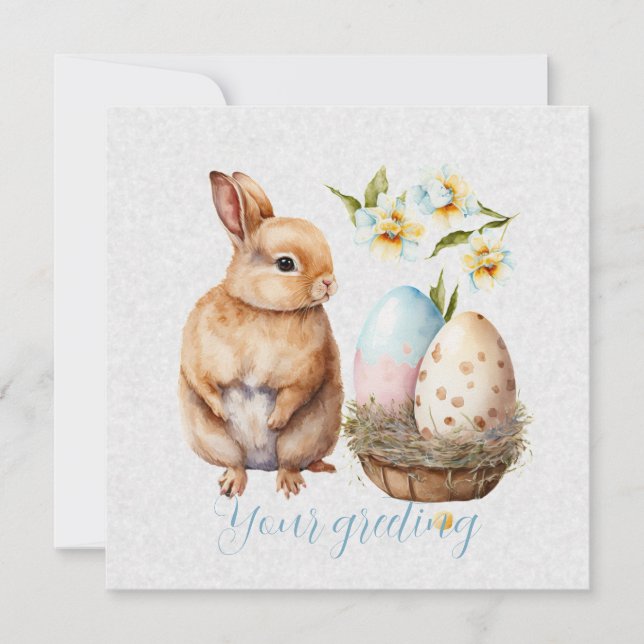 Cartes Pour Fêtes Annuelles Créez votre propre lapin et œufs avec des fleurs s (Devant)
