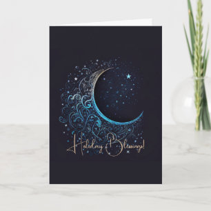 Cartes Pour Fêtes Annuelles Créez votre propre Lune de Filigree Bleu et Or