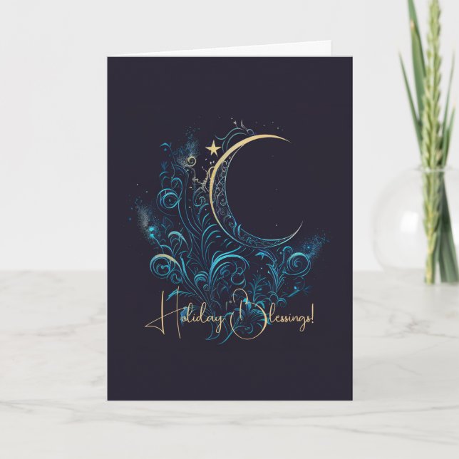 Cartes Pour Fêtes Annuelles Créez votre propre lune magique de Filigree or (Devant)