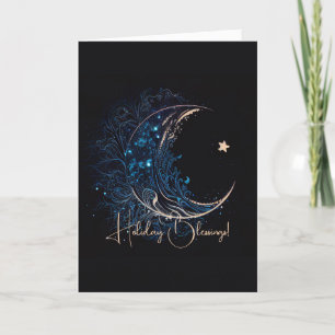 Cartes Pour Fêtes Annuelles Créez votre propre lune mystique bleue et dorée