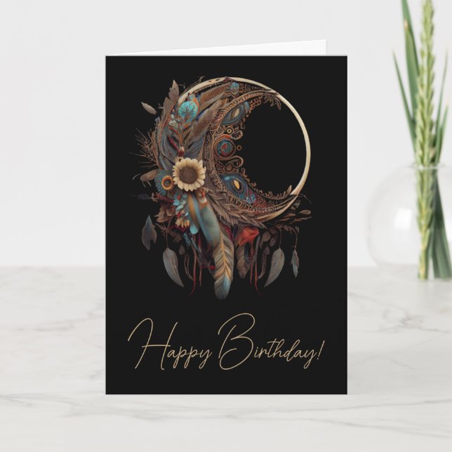 Cartes Pour Fêtes Annuelles Créez votre propre paisley floral Boho Moon (Devant)
