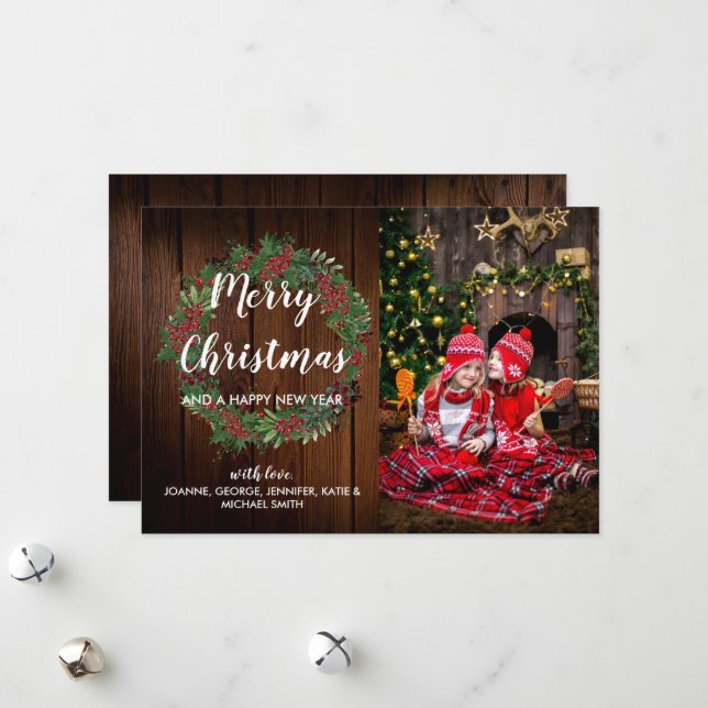 Cartes Pour Fêtes Annuelles Créez votre propre photo de famille Joyeux Noël sa (Devant/Arrière en situation)