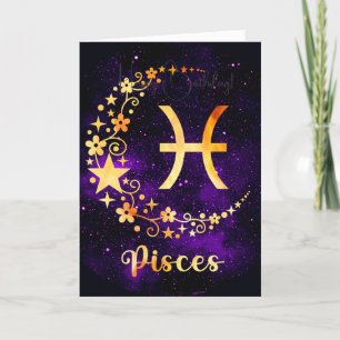 Cartes Pour Fêtes Annuelles Créez votre propre purple Poissons célestes Zodiac