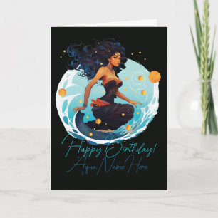 Cartes Pour Fêtes Annuelles Créez Votre Propre Reine Afro-Américaine Verseau