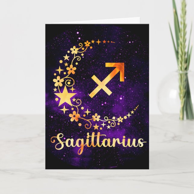 Cartes Pour Fêtes Annuelles Créez votre propre Sagittaire céleste violet (Devant)