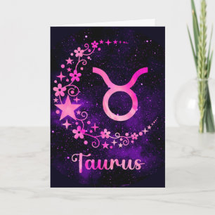 Cartes Pour Fêtes Annuelles Créez votre propre Taurus céleste violet Zodiac