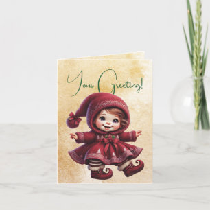Cartes Pour Fêtes Annuelles Créez votre propre vintage Noël Gnome Girl