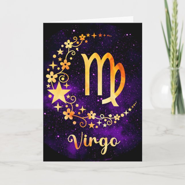 Cartes Pour Fêtes Annuelles Créez votre propre virus céleste violet Zodiac (Devant)