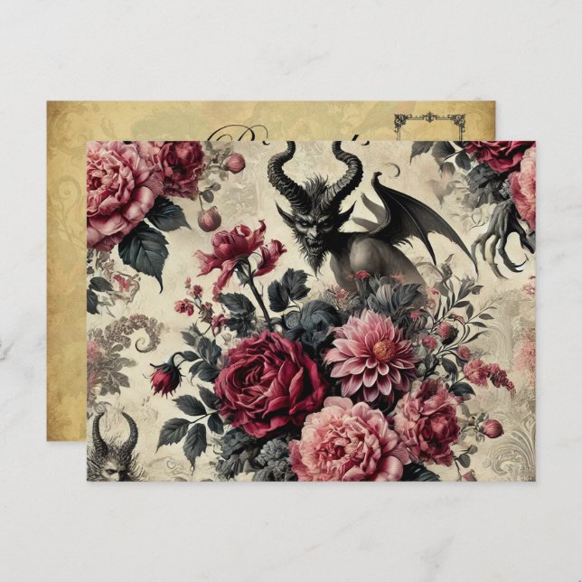 Cartes Pour Fêtes Annuelles Crématoire Rose 🔥 - Victorien gothique (Devant / Derrière)