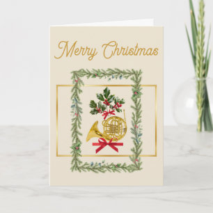 Cartes Pour Fêtes Annuelles Crème de Noël élégante à cor français Irlandais