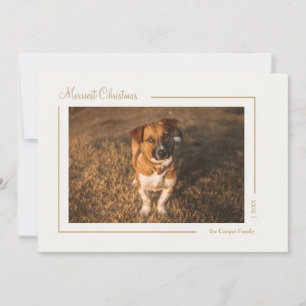 Cartes Pour Fêtes Annuelles Crème Gold Élégant minimaliste Noël Horizontal