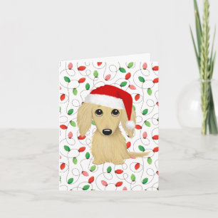 Cartes Pour Fêtes Annuelles Crème LonghEI Dachshund Père Noël Chien Noël