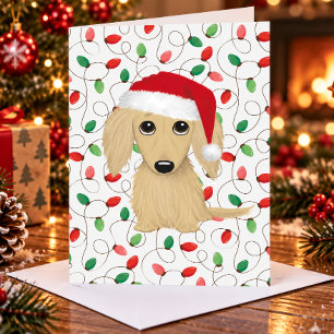 Cartes Pour Fêtes Annuelles Crème LonghEI Dachshund Père Noël Chien Noël