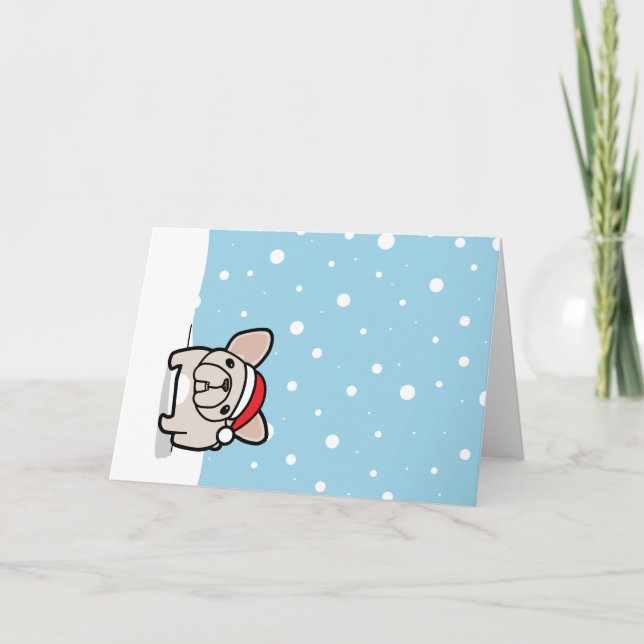 Cartes Pour Fêtes Annuelles Crème neigeuse Frenchie (Devant)