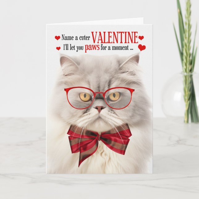 Cartes Pour Fêtes Annuelles Crème Perse Chat Valentine Feline Humour (Devant)