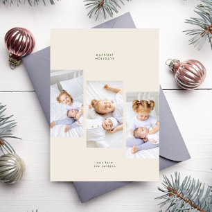 Cartes Pour Fêtes Annuelles Crème simple minimaliste Noël Vert 3 cadre photo