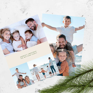 Cartes Pour Fêtes Annuelles Crème verte de Noël 4 Photos Design Simple