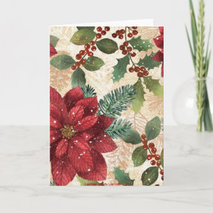 Cartes Pour Fêtes Annuelles Crème verte rouge Retro les années 50 Poinsettia