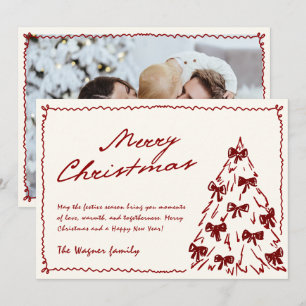 Cartes Pour Fêtes Annuelles Crème Vintage Cream Rouge Frame photo de Noël