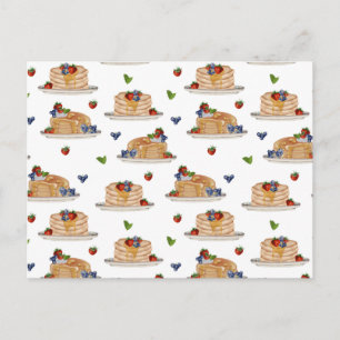 Cartes Pour Fêtes Annuelles Crêpes Aquarelle Baies Petit Déjeuner Nourriture M