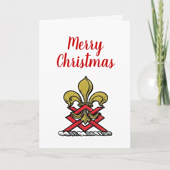 Cartes Pour Fêtes Annuelles Crête héraldique rouge de Noël Fleur de Lis Emblem (Devant)