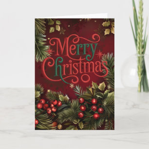 Cartes Pour Fêtes Annuelles Crimson Joyer Noël Garland