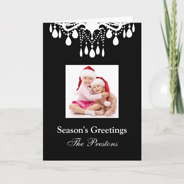 Cartes Pour Fêtes Annuelles Cristaux de vacances (noir) (Devant)