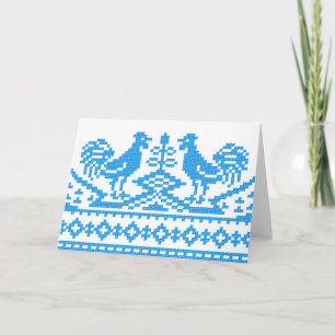 Cartes Pour Fêtes Annuelles Crochet bleu Roosters