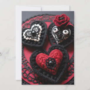 Cartes Pour Fêtes Annuelles Crochet gothique Saint-Valentin Cœurs rouges et no