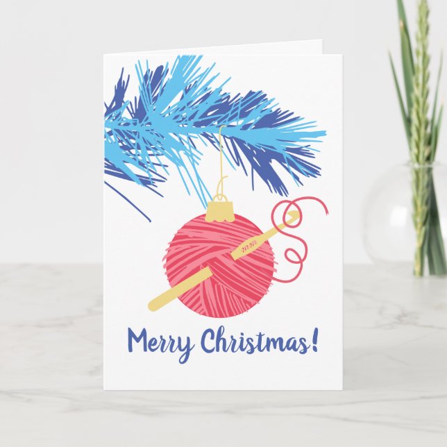 Cartes Pour Fêtes Annuelles Crochet hook ball of yarn ornament Christmas (Devant)